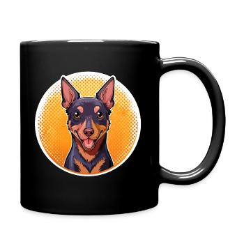 Pinscher (comic portrait) - Full Colour Mug - black - Right