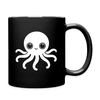 Süßer Oktopus One Line Kawaii Motiv - Tasse einfarbig - Schwarz - Rechts