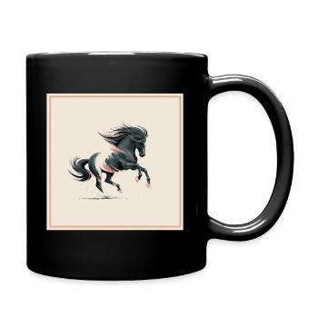 Pferd - Tasse einfarbig - Schwarz - Rechts