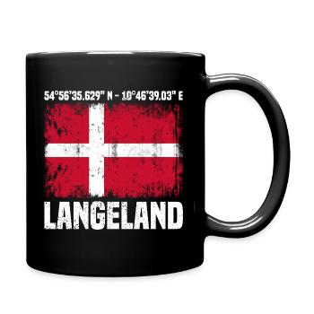 Langeland Koordinaten - Tasse einfarbig - Schwarz - Rechts