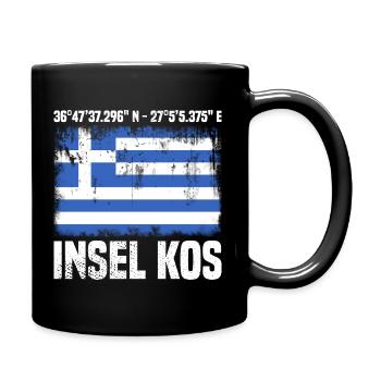 Insel Kos Koordinaten - Tasse einfarbig - Schwarz - Rechts