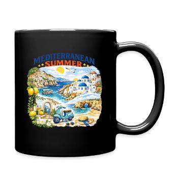 Mittelmeer-Sommer-Mosaik - Tasse einfarbig - Schwarz - Rechts