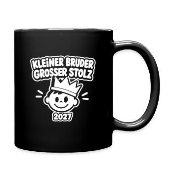 Kleiner Bruder Grosser Stolz 2027 – Geschwister - Tasse einfarbig - Schwarz - Rechts