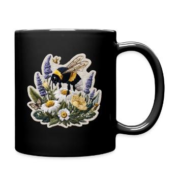 Champ d’abeille dans le champ de fleurs - Mug uni - noir - Droite
