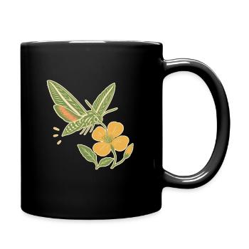 Moths in the flower garden - Full Colour Mug - black - Right