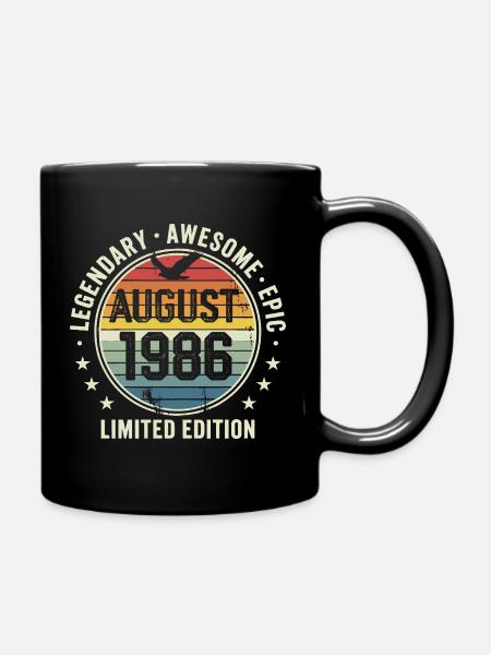 Legendäres Retro-Vintage-Jubiläum im August 1986 - Tasse einfarbig - Schwarz