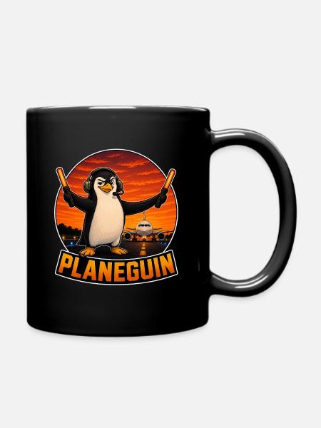 Planeguin, penguin and planes - Full Colour Mug - black