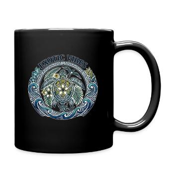 Exotische Vibes 🐢 Sammlung Textil Tatau - Tasse einfarbig - Schwarz - Rechts