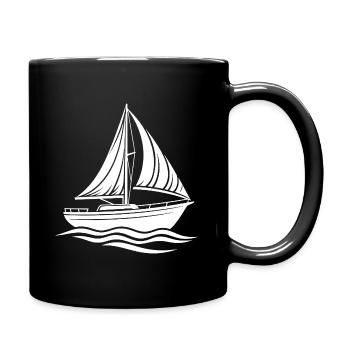 Modernes sportliches Segelboot mit klaren Konturen - Tasse einfarbig - Schwarz - Rechts