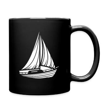 Abstraktes Segelboot Minimalistisches Design - Tasse einfarbig - Schwarz - Rechts