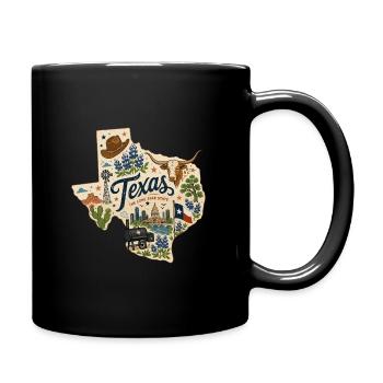 Texas Lone Star State Vintage-Reiseaufkleber - Tasse einfarbig - Schwarz - Rechts