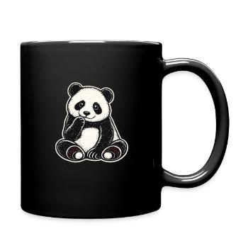 Kuschelpanda Sitzt Niedlich - Tasse einfarbig - Schwarz - Rechts