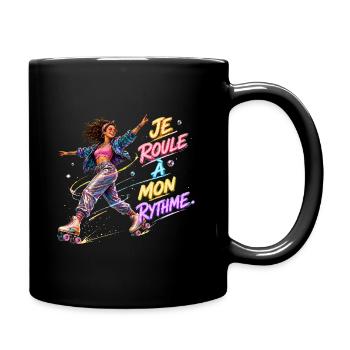 Rythme Neon en Roller - Mug uni - noir - Droite