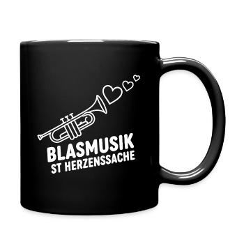 Blasmusik Herzensache – Trompete Musikant Design - Tasse einfarbig - Schwarz - Rechts