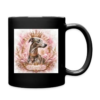Royal Greyhound Portrait with Crown - Full Colour Mug - black - Right