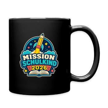 Mission Schulkind 2026 – Einschulung Abenteuer - Tasse einfarbig - Schwarz - Rechts