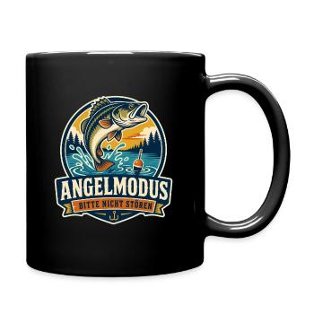Angelmodus – Bitte nicht stören Angler - Tasse einfarbig - Schwarz - Rechts