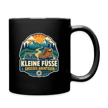 Kleine Füße großes Abenteuer – Familie - Tasse einfarbig - Schwarz - Rechts