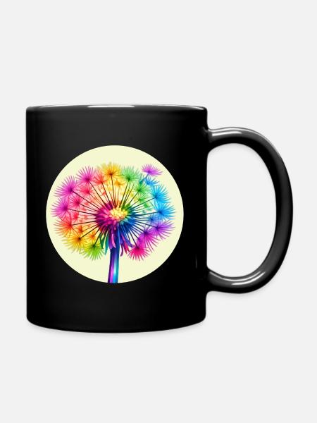 Regenbogen-Pusteblume - Tasse einfarbig - Schwarz