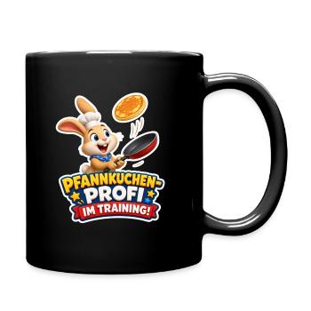 Hase Pfannkuchen Profi im Training Koch Motiv - Tasse einfarbig - Schwarz - Rechts