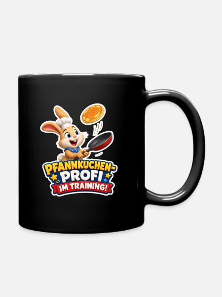 Hase Pfannkuchen Profi im Training Koch Motiv - Tasse einfarbig - Schwarz