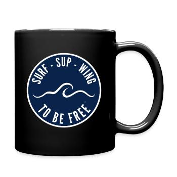 Surf SUP Wing to be free – Badge in Navy - Full Colour Mug - black - Right