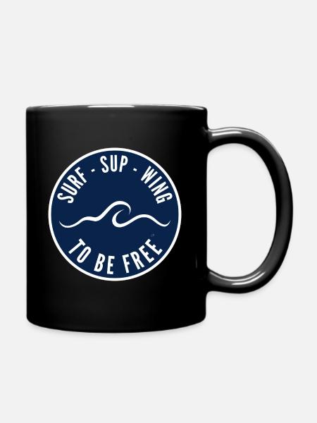 Surf SUP Wing to be free – Badge in Navy - Tasse einfarbig - Schwarz