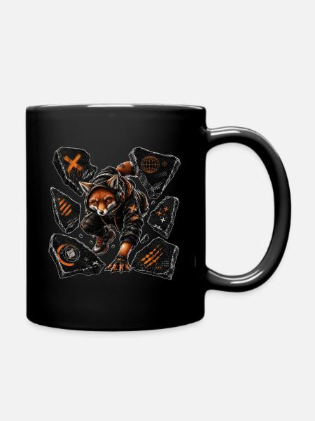 Fox Orbit Battle - Full Colour Mug - black