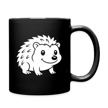 Igel Silhouette Herbst Tiermotiv - Tasse einfarbig - Schwarz - Rechts
