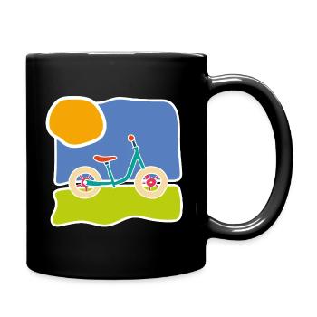 Buntes Kinderrad – Fahrt und Freiheit - Tasse einfarbig - Schwarz - Rechts