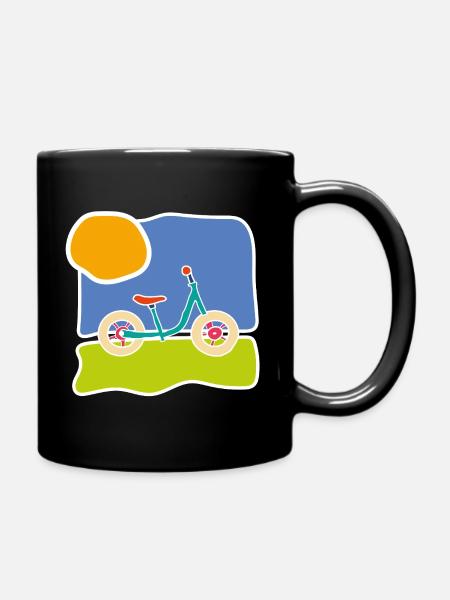 Colourful children's bike – Ride and freedom - Full Colour Mug - black