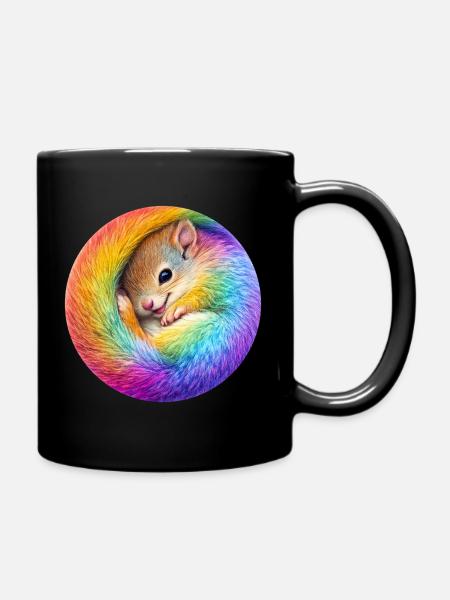 Regenbogen-Eichhörnchen - Tasse einfarbig - Schwarz