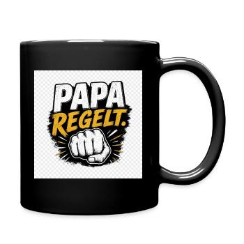 Papa regelt Kraftvoller Comicstil - Tasse einfarbig - Schwarz - Rechts