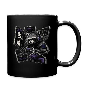 Waschbär im Neon-Gaming-Mode - Tasse einfarbig - Schwarz - Rechts