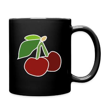 Cerises rouges – Illustration fruitée pop - Mug uni - noir - Droite