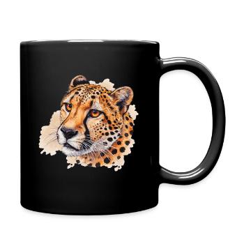 Watercolor look cheetah head - Full Colour Mug - black - Right