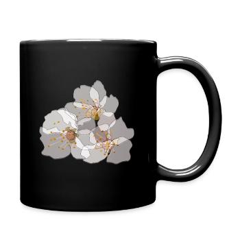 Kirschblüten | Zen-Blumenillustration - Tasse einfarbig - Schwarz - Rechts