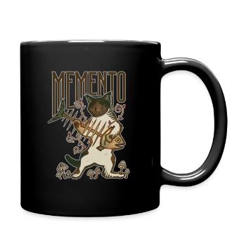 Memento Cat Fish Bone Mushroom Funny Vintage Art - Full Colour Mug - black - Right