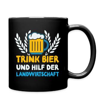 Bier trinken, Landwirtschaft unterstützen - Tasse einfarbig - Schwarz - Rechts