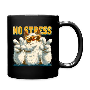 No Stress Cat with Sunglasses - Full Colour Mug - black - Right