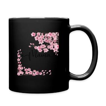 Cherry blossom frame in watercolor pink - Full Colour Mug - black - Right