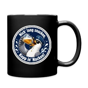 Seemöwe Biergenuss Seemannsmotiv - Tasse einfarbig - Schwarz - Rechts