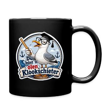 Gelehrte Möwe am Hafen - Tasse einfarbig - Schwarz - Rechts