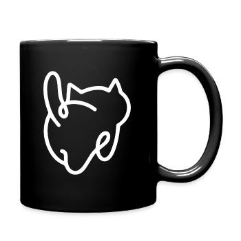 Cat from behind with tail - Full Colour Mug - black - Right