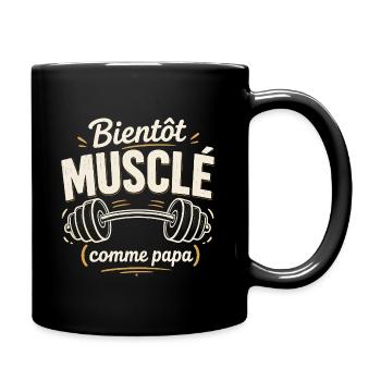 bientôt musclé comme papa gym musculation - Mug uni - noir - Droite