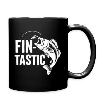 Fin-tastique ! Drôle de pêcheur et design de poisson géant - Mug uni - noir - Droite