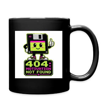 Retro 404 Motivation not found - Full Colour Mug - black - Right