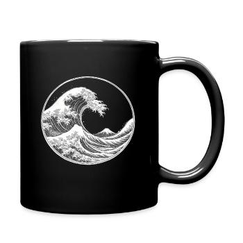 Japanese Wave & Fuji – Ukiyo-e Circle Design Wei - Full Colour Mug - black - Right