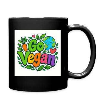 Go vegan flower - Full Colour Mug - black - Right
