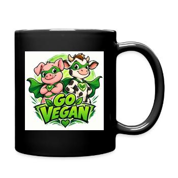 Adoptez les super-héros véganes - Mug uni - noir - Droite
